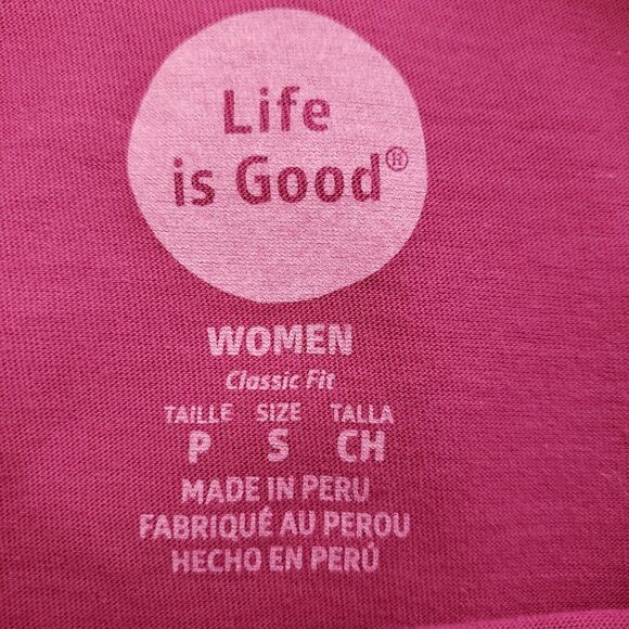 Life Is Good Womens T Shirt Size Small Magenta Go and Sea Short Sleeve Anchor - Picture 7 of 9
